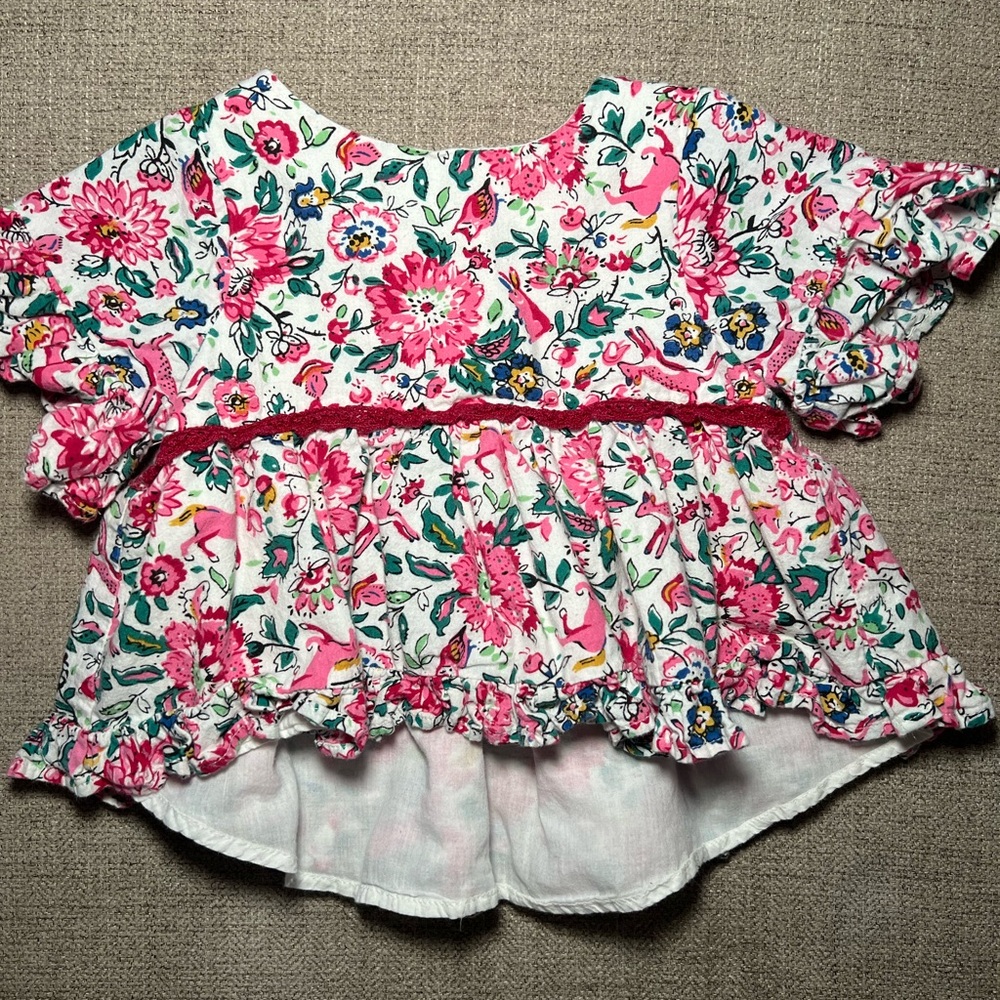 Floral Kids Top - Pink and White